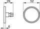 Technische Zeichnung eines runden Klebe-Set-Elements von Keuco mit den Maßen 29 mm und 52 mm, mit einer flachen Rückseite und einem Queranschnitt.